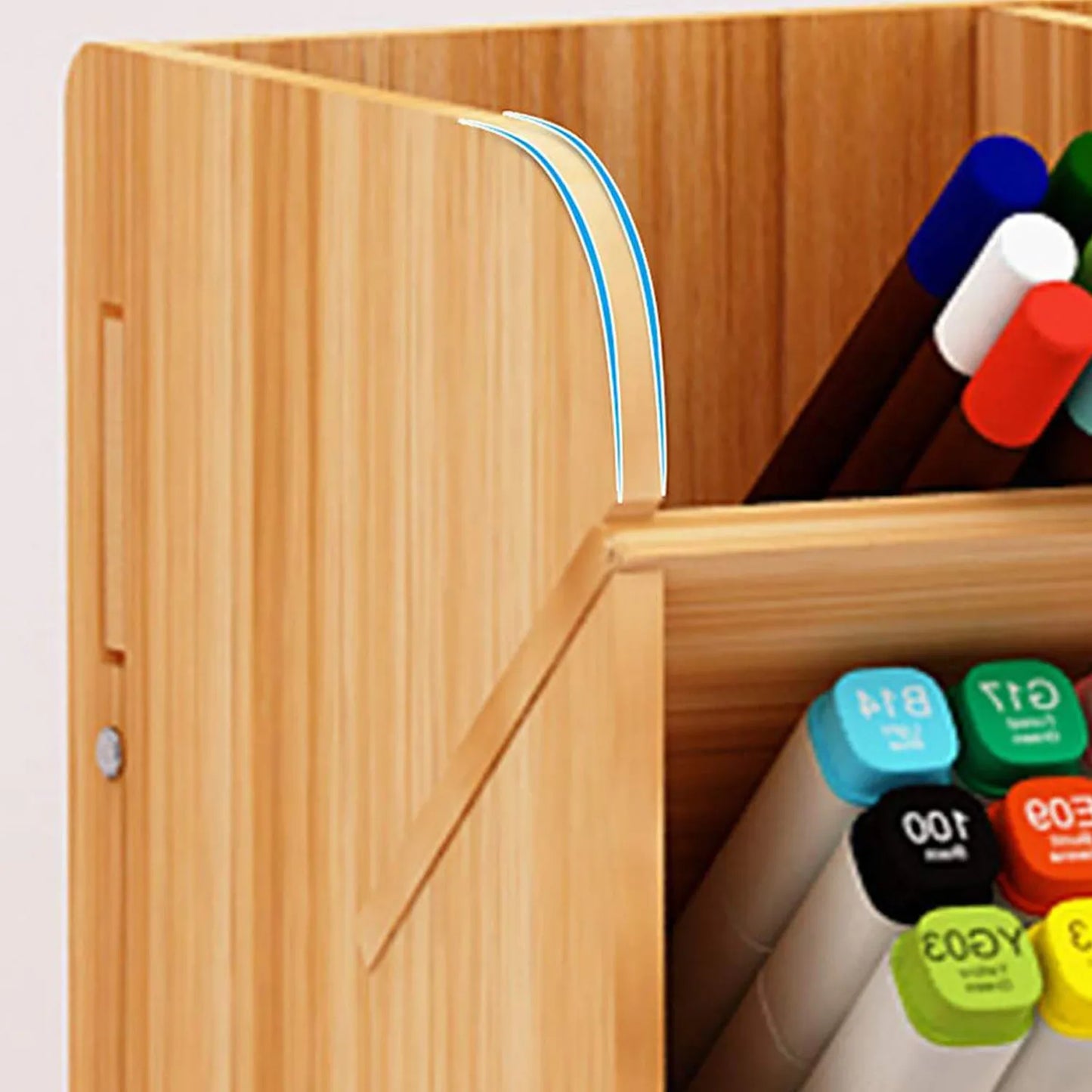 Wooden Desk Organizer Multi-Functional Pen Pencil Crayon Holder Storage Rack Box for Office School Home Supplies