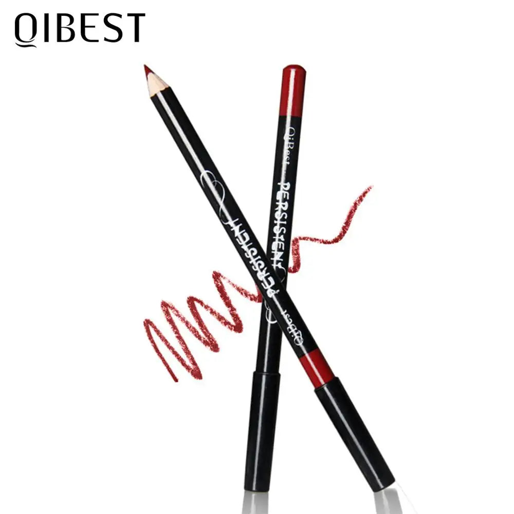 QIBEST 12 Farben Lip Liner Lip Make-Up langlebige Matte Lipliner Bleistift Wasserdicht Feuchtigkeitsspendende Lippenstift Kontur Kosmetik TSLM2