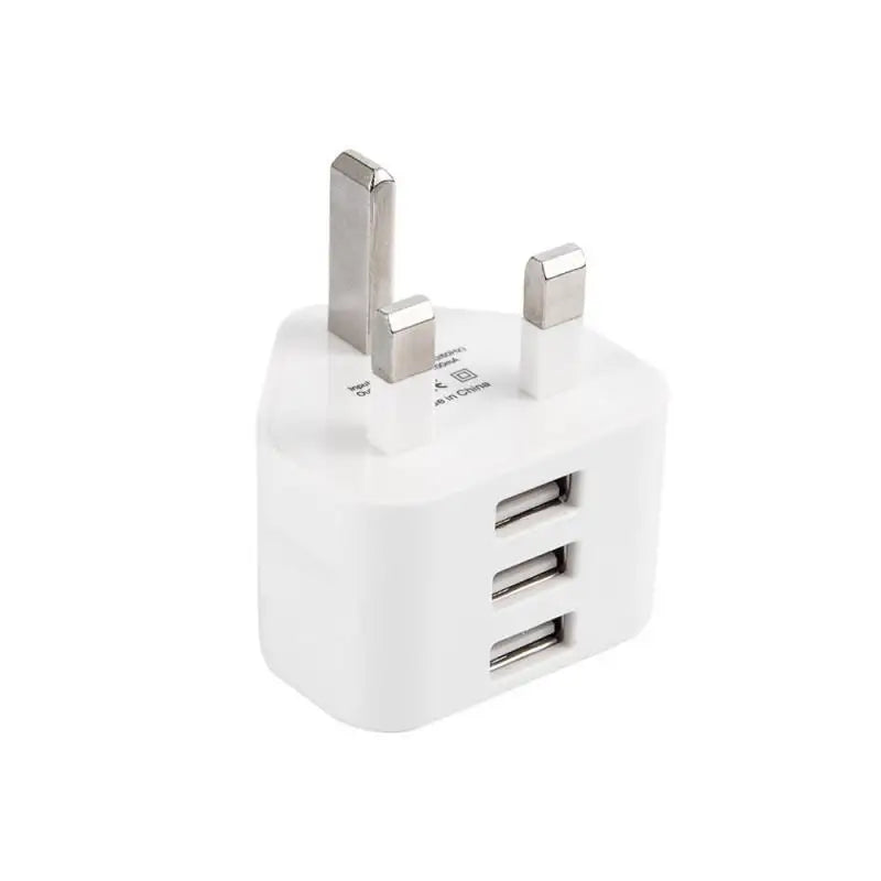 UK-Stecker 3-poliger Wandladegerät-Adapter mit 1/2/3 USB-Anschlüssen zum Aufladen für iPhone Samsung Xiaomi Ladeladegerät 110 V-220 V