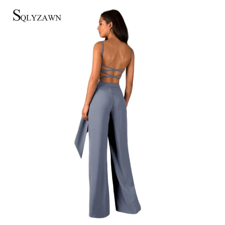 Fashion Women Summer Rompers Women's Jumpsuit Long Elegant Backless Sleeveless High Waist Long Pants Party Night Slim Overalls