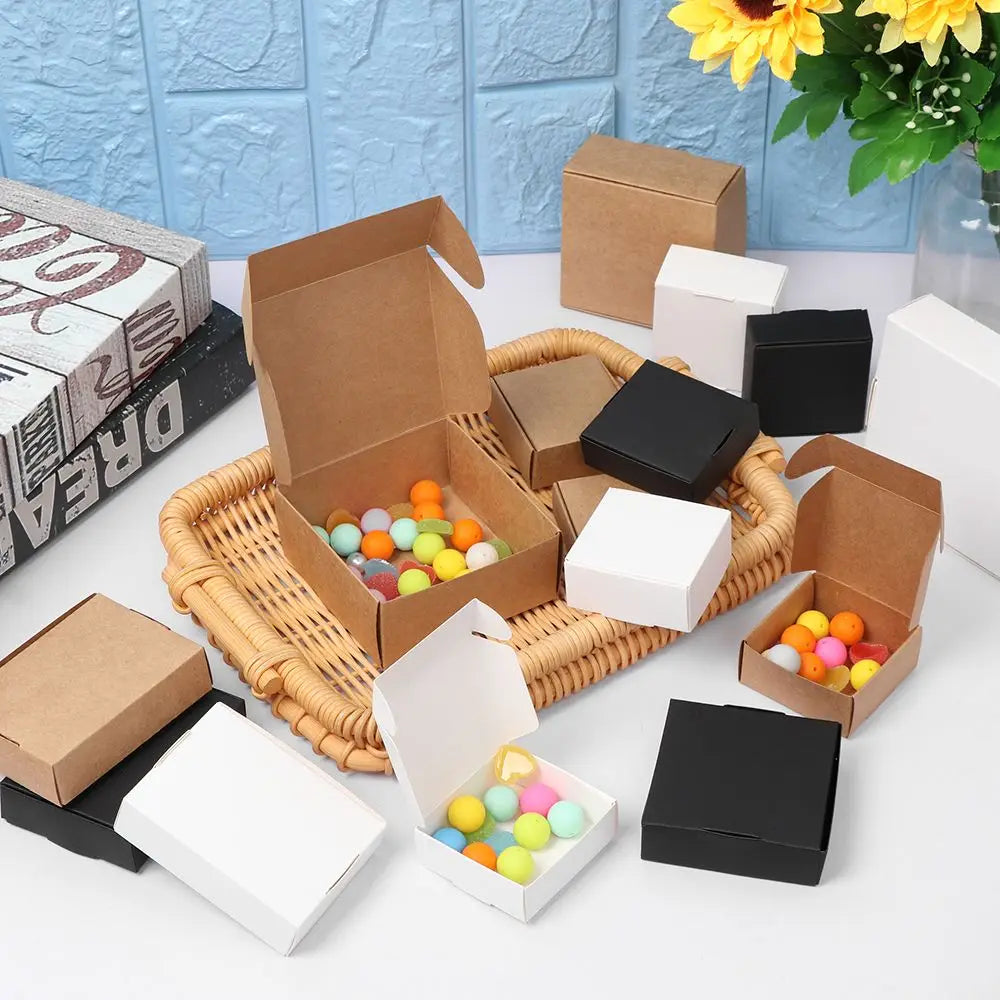 10pcs 9sizes Party Supplies Handmade Gift Craft Wrapping Cardboard Package Kraft Paper Box Candy Storage