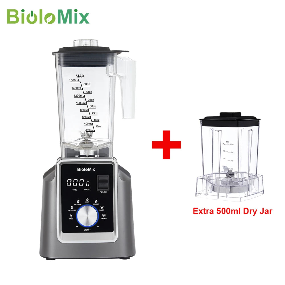 BioloMix Digital BPA FREE 2L Automatic Professional Blender, Juicer Food Processor Ice Smoothies Fruit, FREE GIFT 600ml dry jar