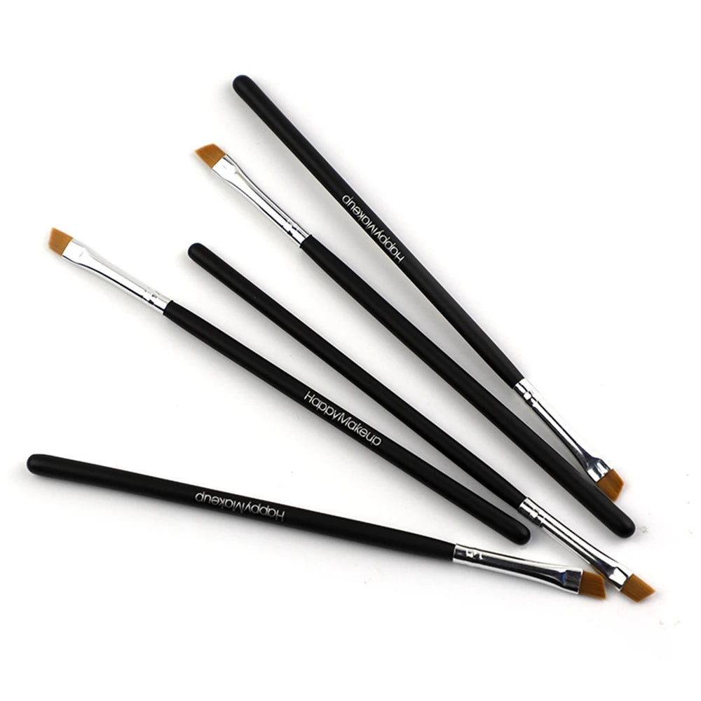 Happy Makeup 5Pcs Black Eyebrow Inclined Flat Angled Brush Eyeliner Eyeshadow Eye Brow Makeup Tool Professional Women Cosmetic