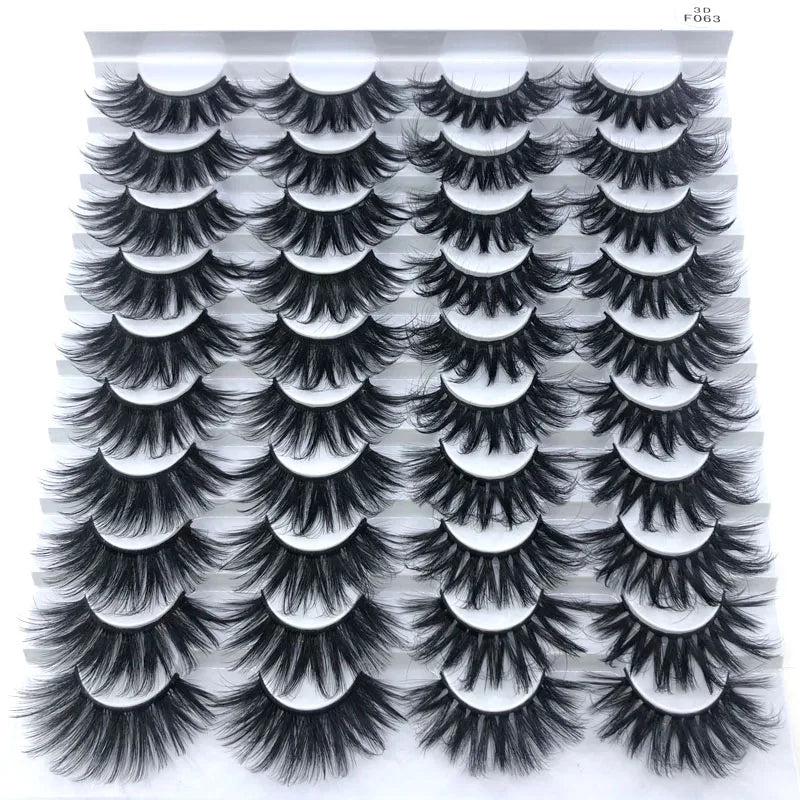 20 Paar 18-25 mm 3D Nerzwimpern Großpackung Faux dicke lange feine natürliche Nerzwimpern Packung kurze Großhandelspackung natürliche falsche Wimpern