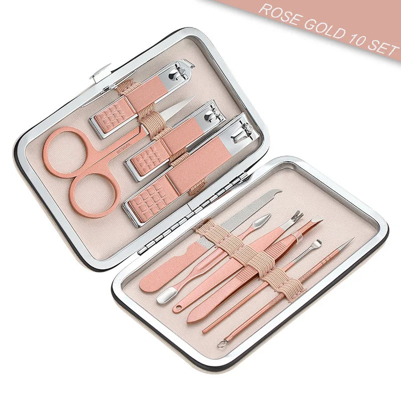 Neueste Farbe 18 Werkzeuge Edelstahl Maniküre Set Professioneller Nagelknipser Kit von Pediküre Paronychie Zangen Trimmer Schneider