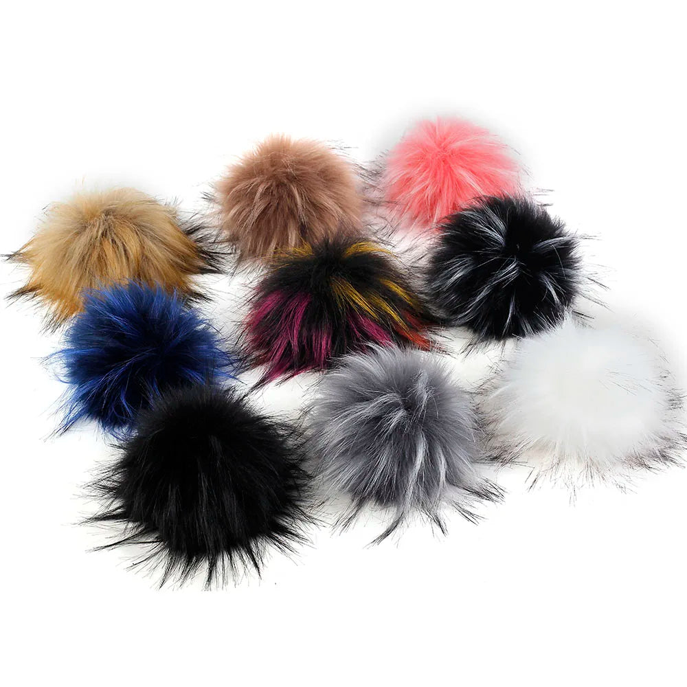 Geebro 15 CM Handgemachte DIY Haarballen Mütze Beanie Bälle Kunstpelz Pom Pom Wollknäuel Mit Schnalle Taschen Zubehör Weibliche Wintermützen