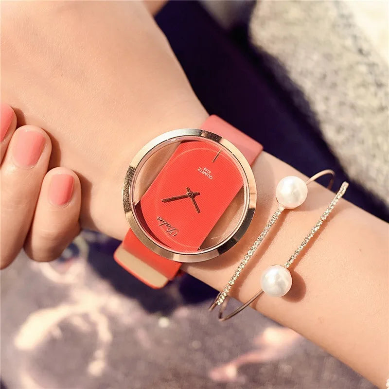 Famous Brand Watch For Women Luxury Leather Skeleton Strap Watch Dress Watch Casual Quartz  Watch Reloj Mujer relogio feminino