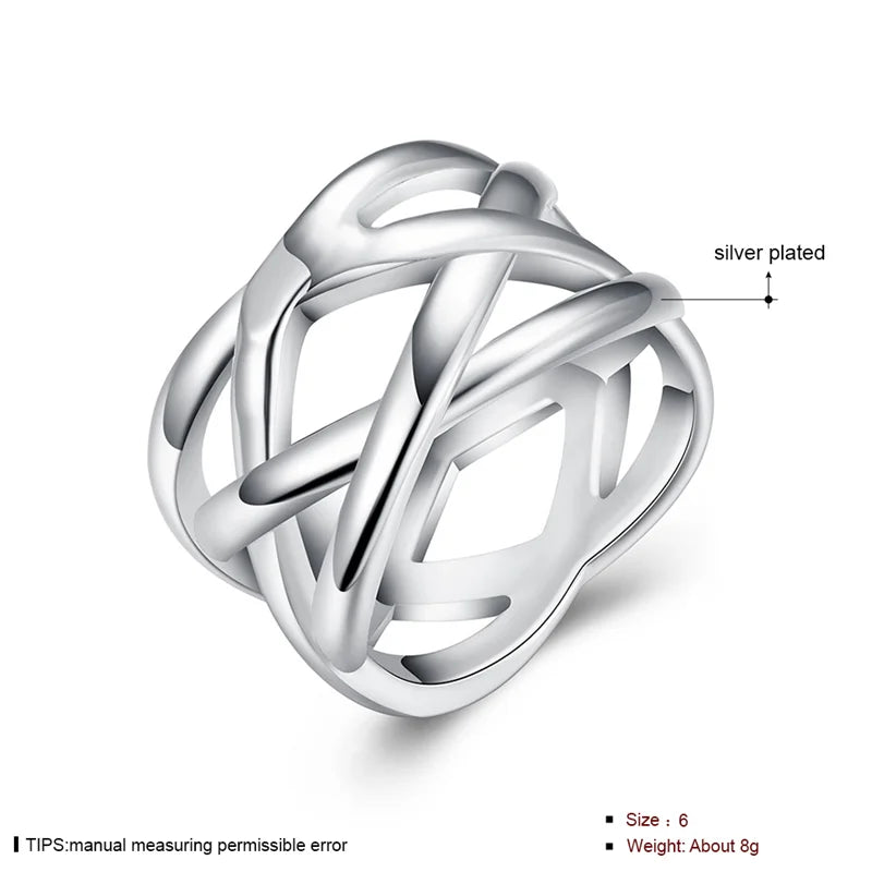 DOTEFFIL 925 Sterling Silber Kreuz Verflochten Ring Für Frauen Hochzeit Engagement Party Mode Charme Schmuck