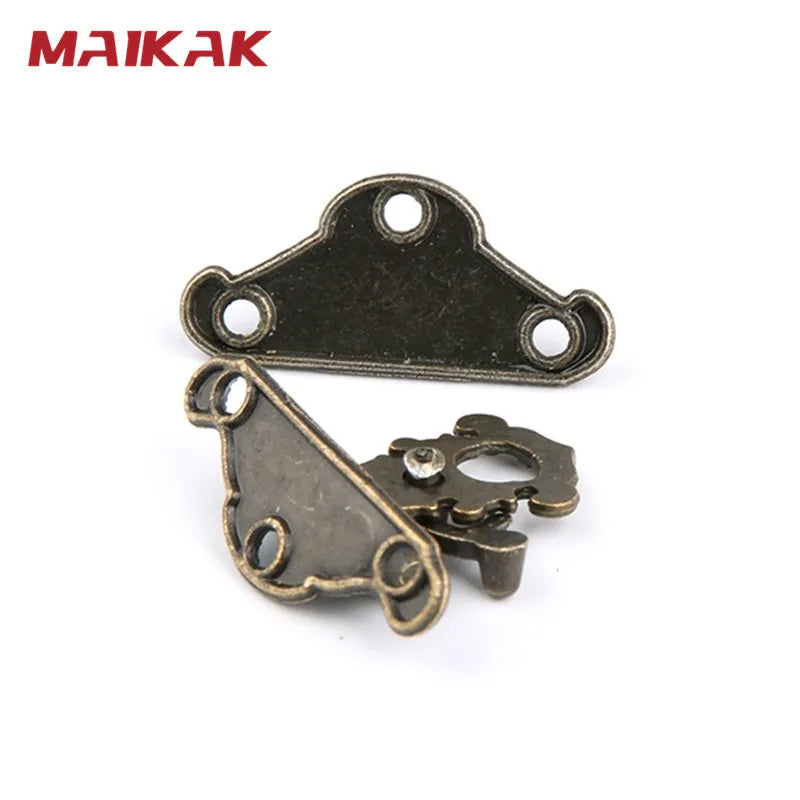 MAIKAK 4pcs Antique Bronze Hasp Latch Jewelry Wooden Box Lock Mini Cabinet Buckle Case Locks Decorative Handle 3 size