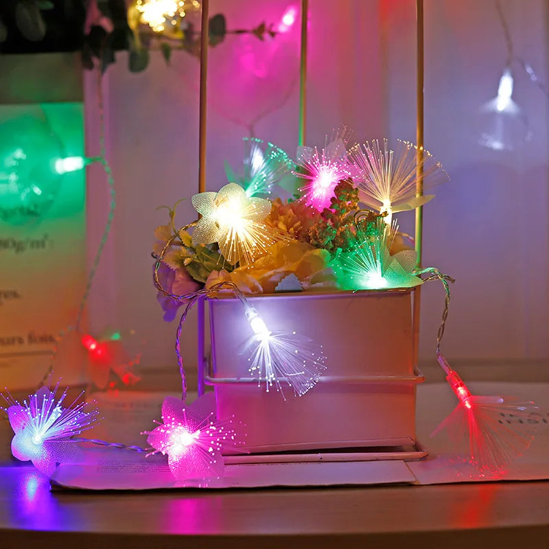 2022 New Years Christmas Tree Fiber Firework LED Lights Battery With Wedding Garden Light String Home Party Holiday Decoration