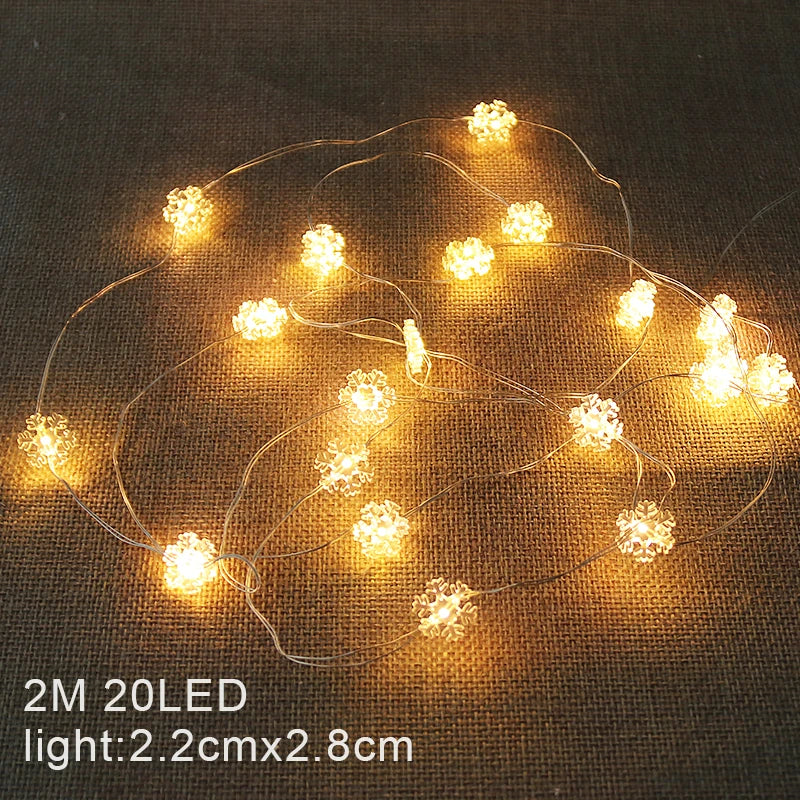 2M Fairy String Lights Santa Claus Snowman LED Garland String Lights Bedroom Garden Decorations 2024 Merry Christmas Supplies