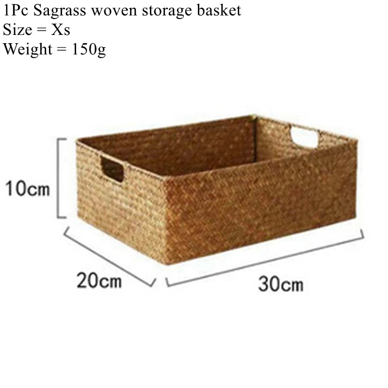 Zerolife Natural Large Woven Seagrass Basket Of Straw Wicker For Home Table Fruit Bread Towels Small Kitchen Storage Container