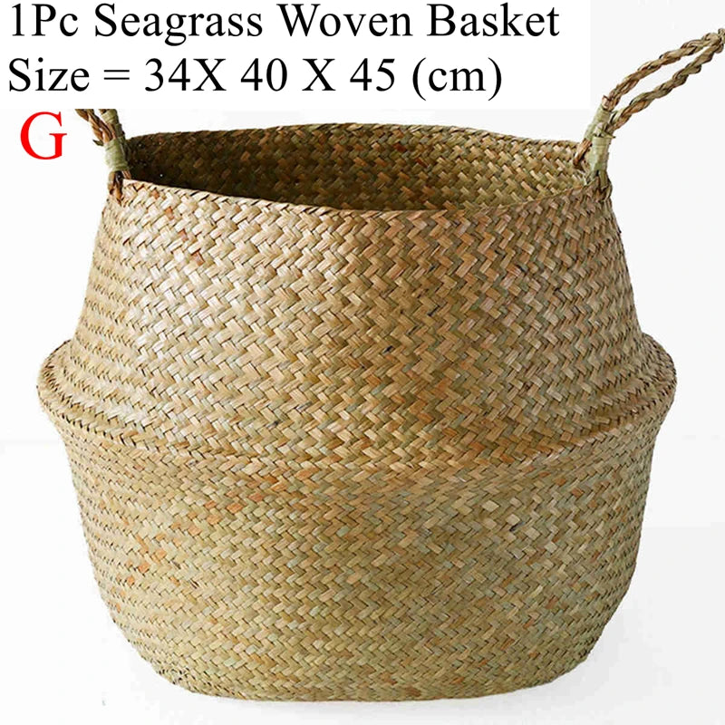 Zerolife Seaweed Wicker Basket Rattan Hanging Flower Pot Dirty Clothes Basket Storage Basket Cesta Mimbre Basket Picnic Basket