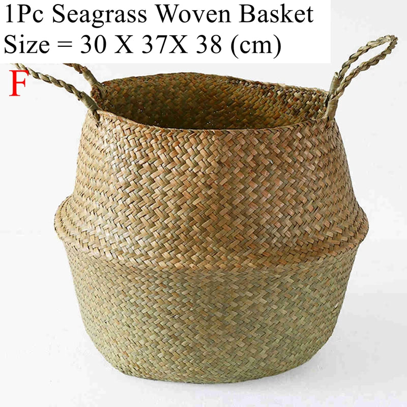 Zerolife Seaweed Wicker Basket Rattan Hanging Flower Pot Dirty Clothes Basket Storage Basket Cesta Mimbre Basket Picnic Basket