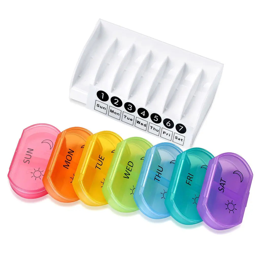 7 Day Weekly Style Morning Night Pill Holder Storage Organizer Plastic Container Case Portable Travel Pill Box