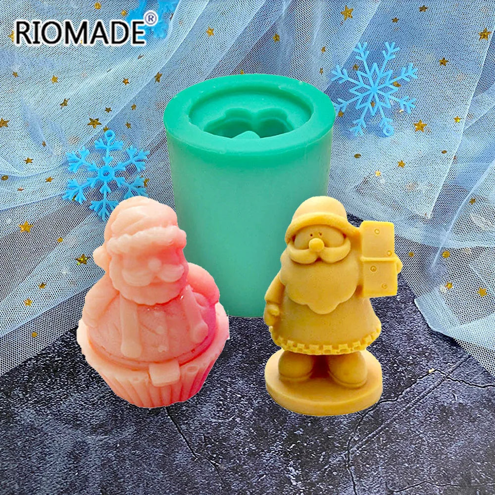 3D Santa Claus Snowman Silicone Mold Chocolate Cake Cupcake Fondant Baking Mould DIY Candle Gypsum Making Christmas Decoration