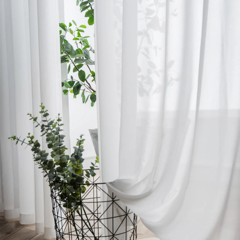 Super Soft Great Hand Feeling White Tulle Curtains for Living Room Decoration Modern Veil Chiffon Solid Sheer Voile Kitchen