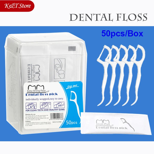 50 ~ 600 stücke tragbare zahnseide zähne sticks mundpflege hygiene zahnstocher individuelle paket Polyethylen dental flosser mit box