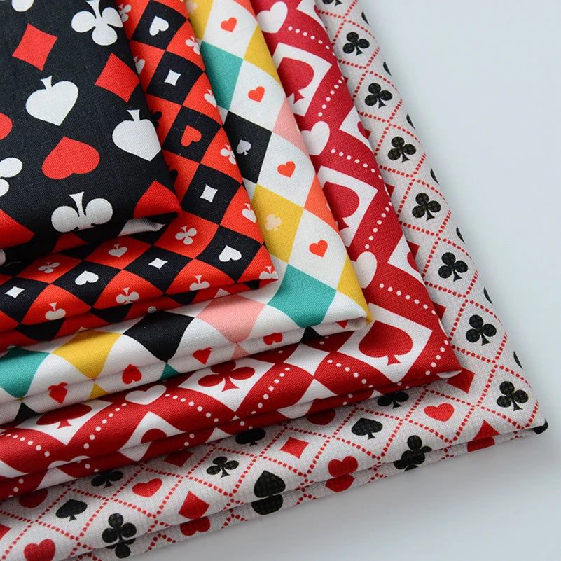 Ins Poker Element Cotton Digital Printing Fabric For Sewing Handmade DIY Clothing Tablecloth Home Furniture Decor Textile By Met