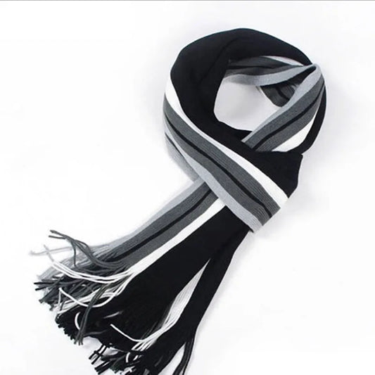 Men Youth Fashion Striped Scarf Autumn Winter Warm Cashmere Knit Scarf Wool Scarf Wool Soft Wrap Shawl