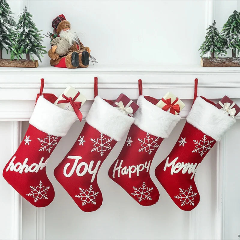 2022 New Year Christmas Stocking Sack Xmas Gift Candy Bag Noel Christmas Decorations for Home Navidad Sock Christmas Tree Decor