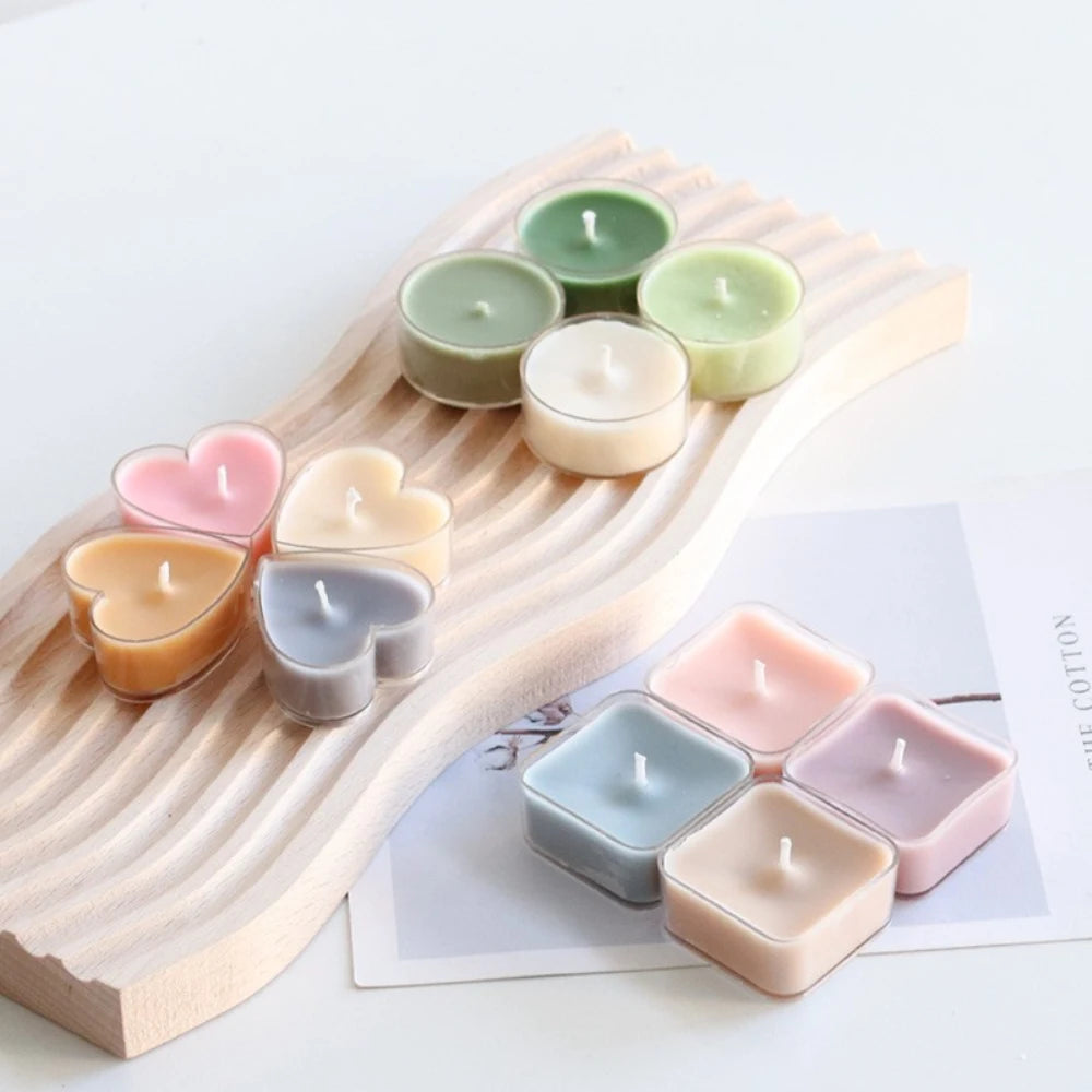 20pcs Heart Empty Plastic Tea Light Cups Candle Wax Tins Jars Cases Containers Candle Holder Molds DIY Candle Making Party Decor