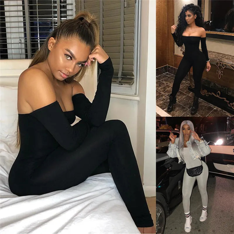 Sexy Women Jumpsuits Ladies Clothes Long Sleeve Off Shoulder Bodycon Playsuit Party Jumpsuit Romper Trousers Womens Playsuits