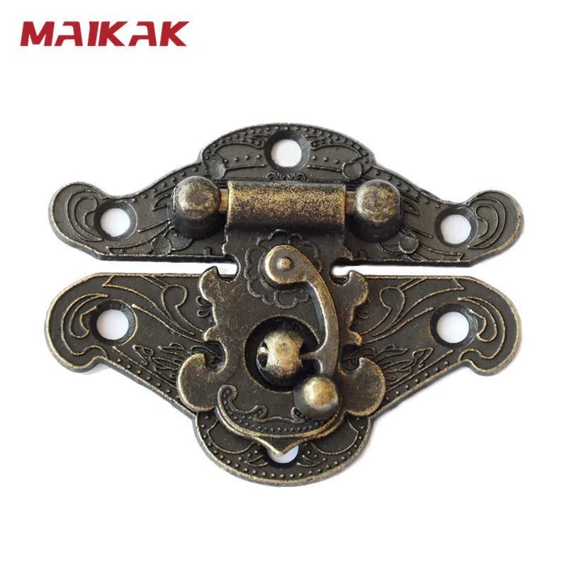 MAIKAK 4pcs Antique Bronze Hasp Latch Jewelry Wooden Box Lock Mini Cabinet Buckle Case Locks Decorative Handle 3 size