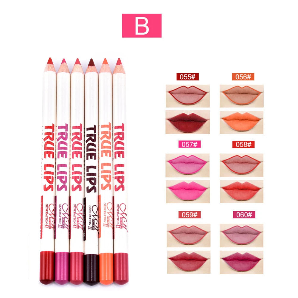 6 Teile/satz Lipliner Bleistift Matte Lippenstift Wasserdicht Langlebige Frauen Make-Up crayon a levre maquiagem profissional completa