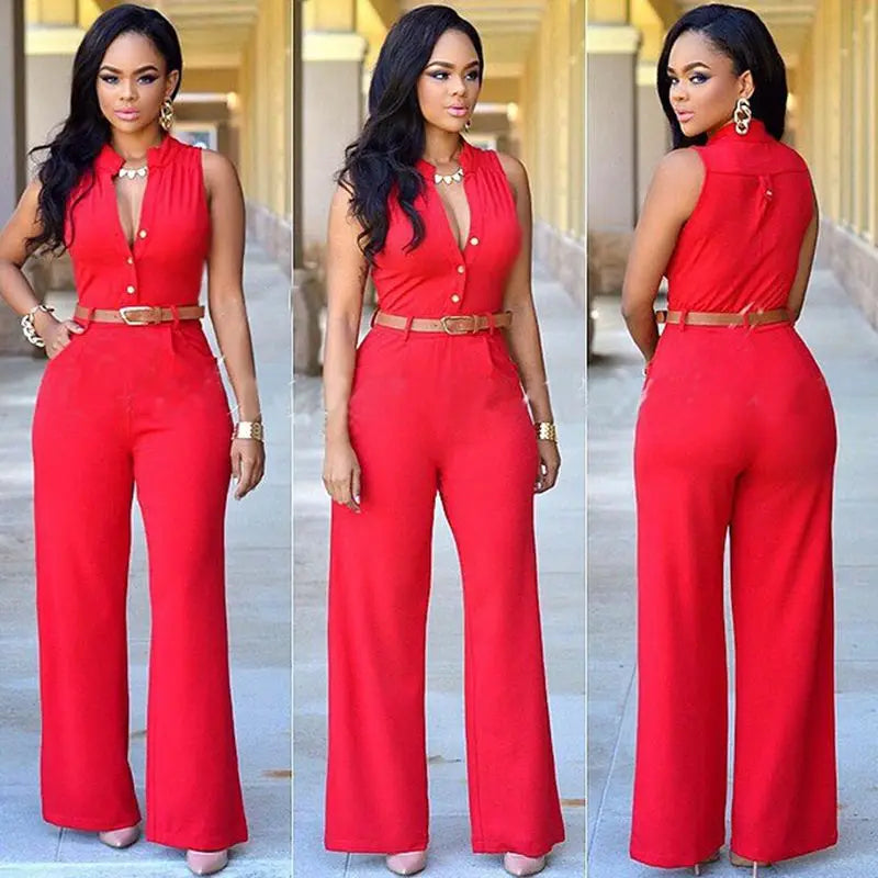 Women v-neck wide leg pants rompers women jumpsuit sexy jumpsuits for women  women's jumpsuits female clothes