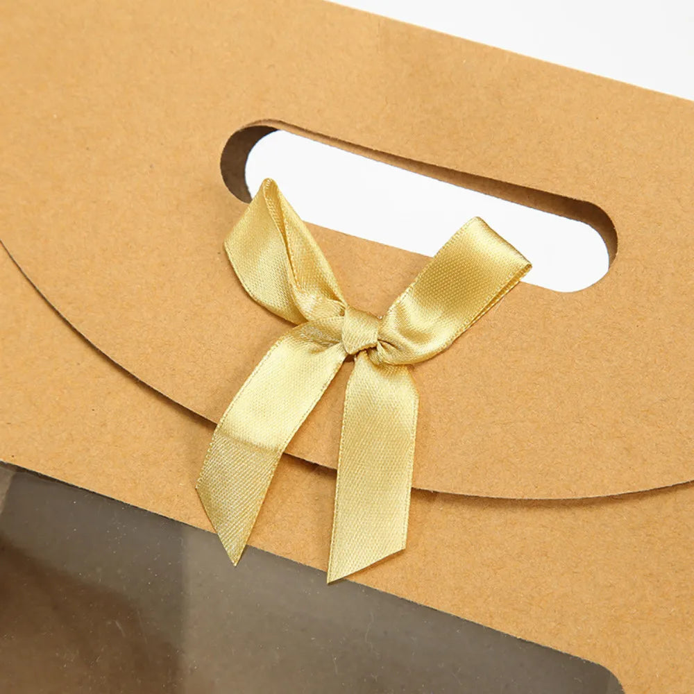 20/16cm Kraft Paper Portable Gift Bag PVC Clear Window Packaging Bags for Small Business Birthday Christmas Gift Wrapping