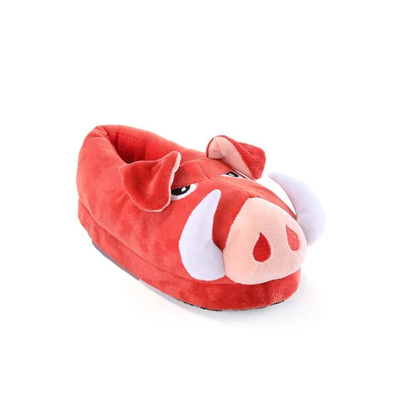 Funny Dinosaur Design Slippers For Women Indoor Home Parent-child Furry Shoes Slides Gifts Winter Unisex House Cartoon Slipers