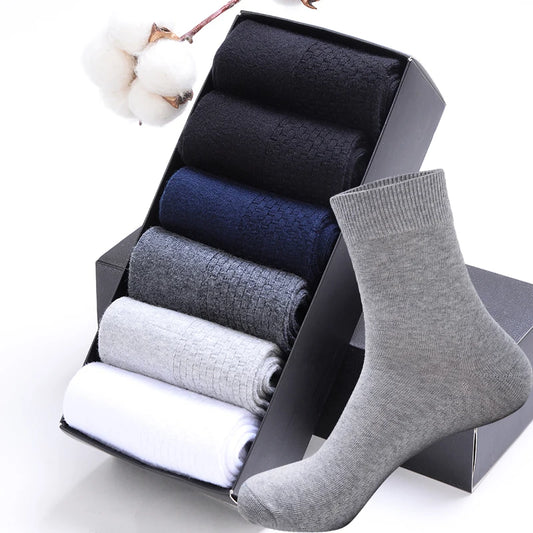 HSS 2023 High Quality Casual Men's Business Socks Summer Winter Cotton Socks Quick Drying Black White Long Sock Plus Size US7-14