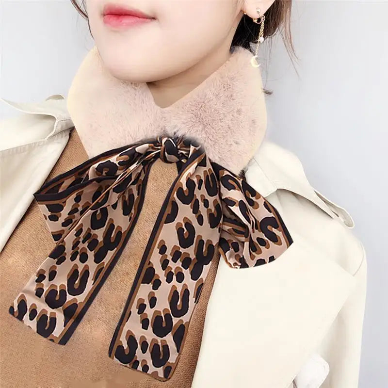 2pcs Elegant Neck Scarf Fashion Leopard Creative Neck Warmer Short Scarf For Winter Clothing Accessories