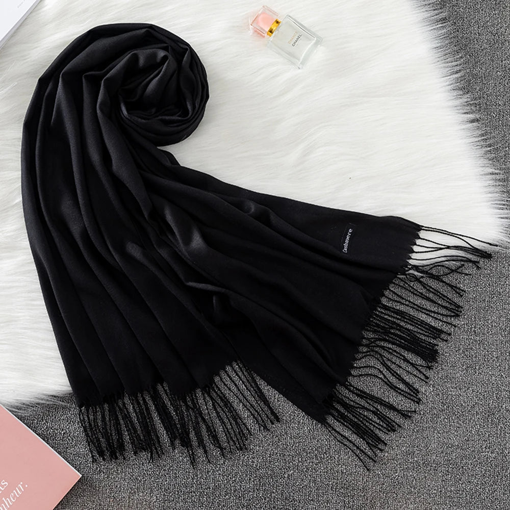 Fashion Solid Scarf Women Cashmere Soft Winter Warm Scarves Hijab Female Long Headband Shawl Wraps Bandana Foulard 2022 Echarpe