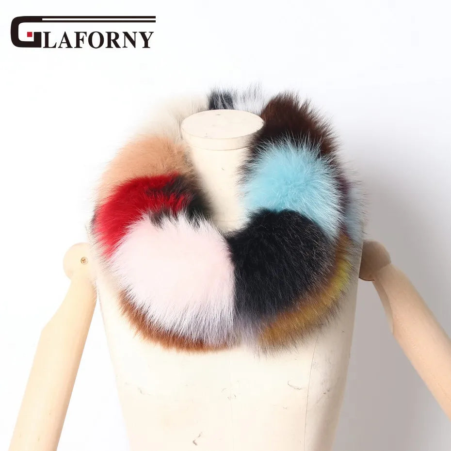 FXFURS 2020 New Women Fox Fur Scarf Snood Colorful Real Fur Wraps Silver Fox Fur Collars Scarves Multicolor Fashion Fur Shawls