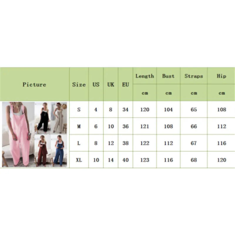 Women Dungarees Harem Strap Pants Loose Jumpsuit Baggy Trousers Overalls Bib Pants Bodysuit Ladies Casual Cotton Linen Jumpsuit