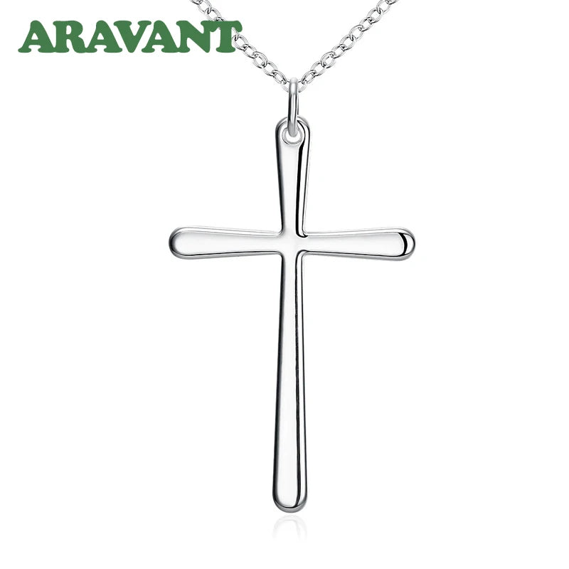 Aravant 925 Silber Kreuz Anhänger Halskette Kette für Frauen Männer Party Schmuck