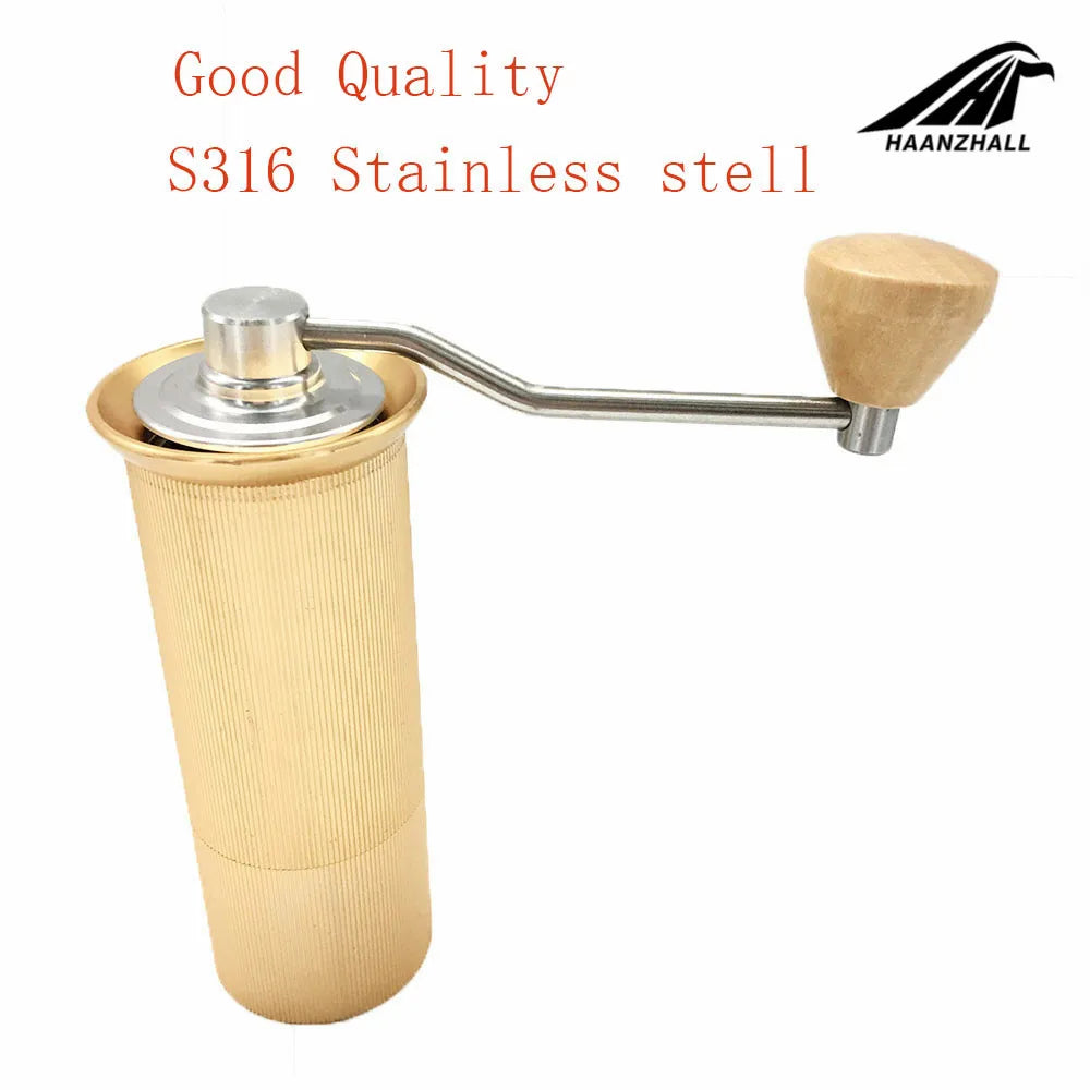 HAANZHALL 45MM  Manual Coffee grinder Stainless steel Burr grinder Conical Coffe bean miller Manual Coffee Milling machine