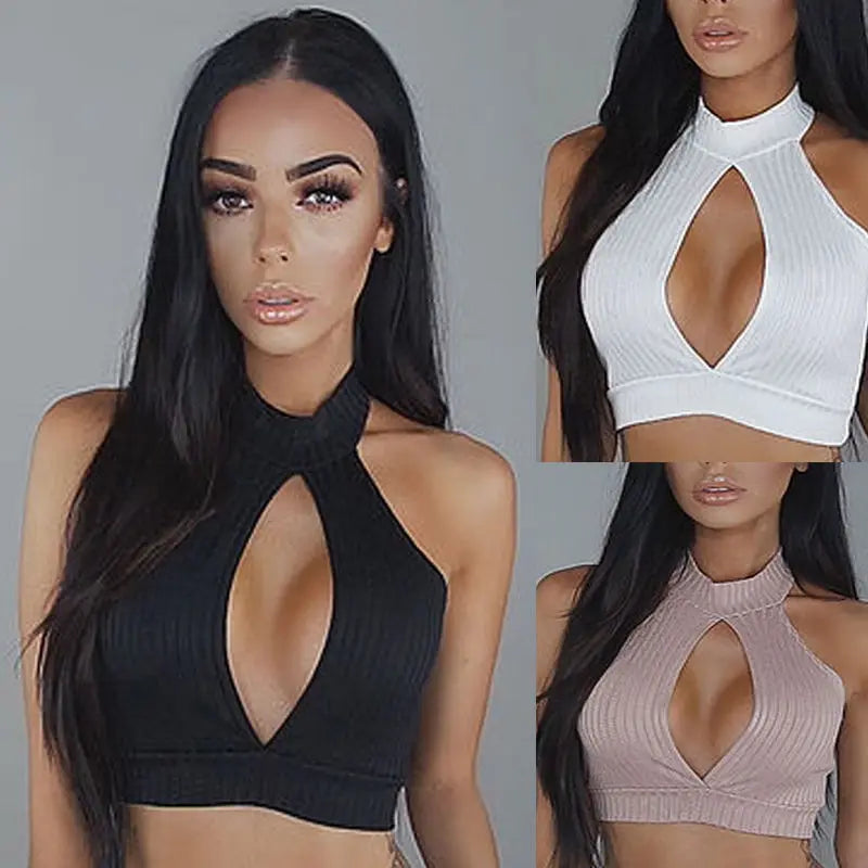 Hot Seller Alert: Women's Sexy Bustier Crop Top - Solid Color, Hollow Out Design