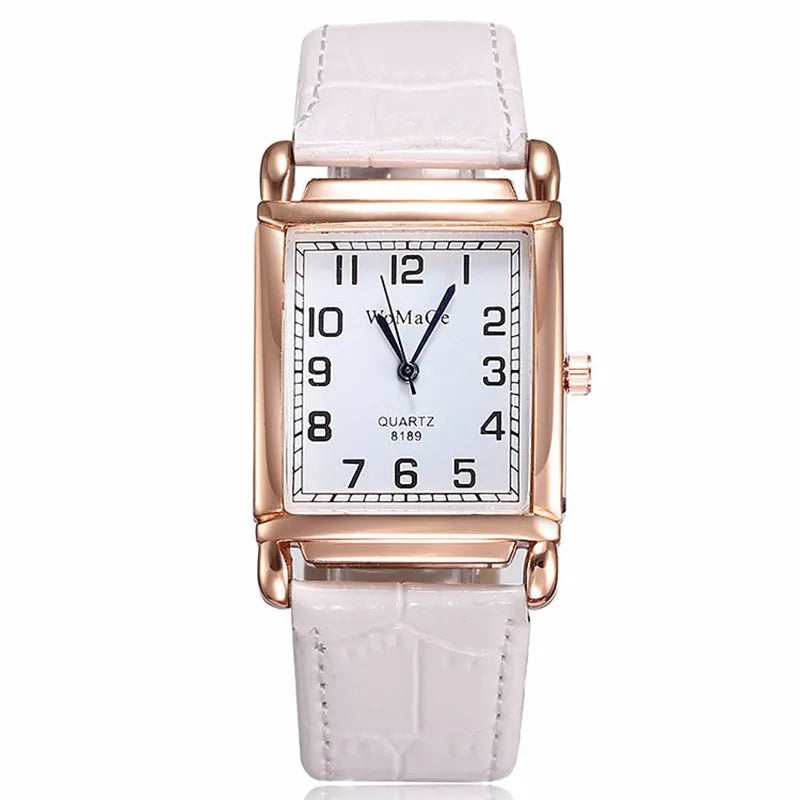 Luxury Rectangle Red Leather Watch Women Fashion Quartz Wrist Watches Top Brand Casual Dress Ladies Watch Clock Reloj Mujer 2023