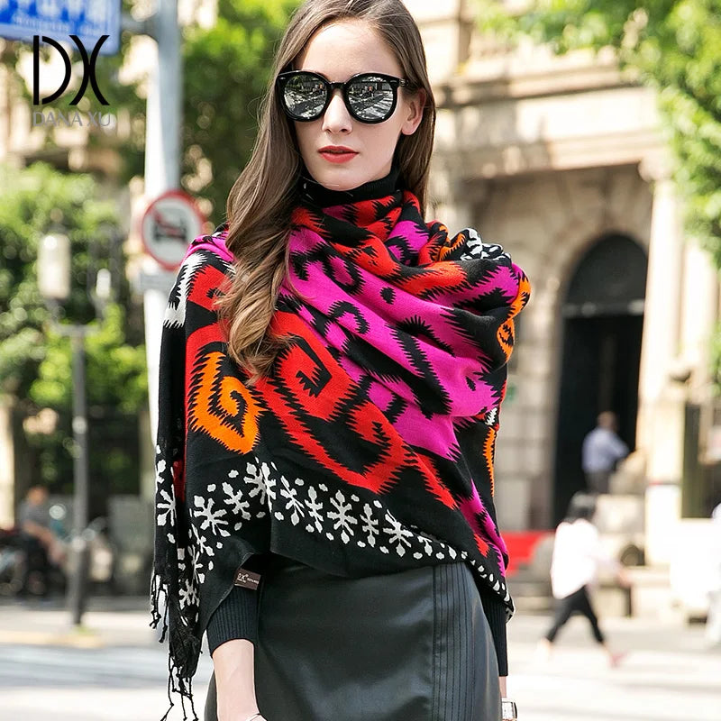 Fashion Scarves and Shawls Women Luxury Brand Large Pashmina Warm Wool Winter Poncho Blanket Shawl Cashmere Hijabs Wrap 2017