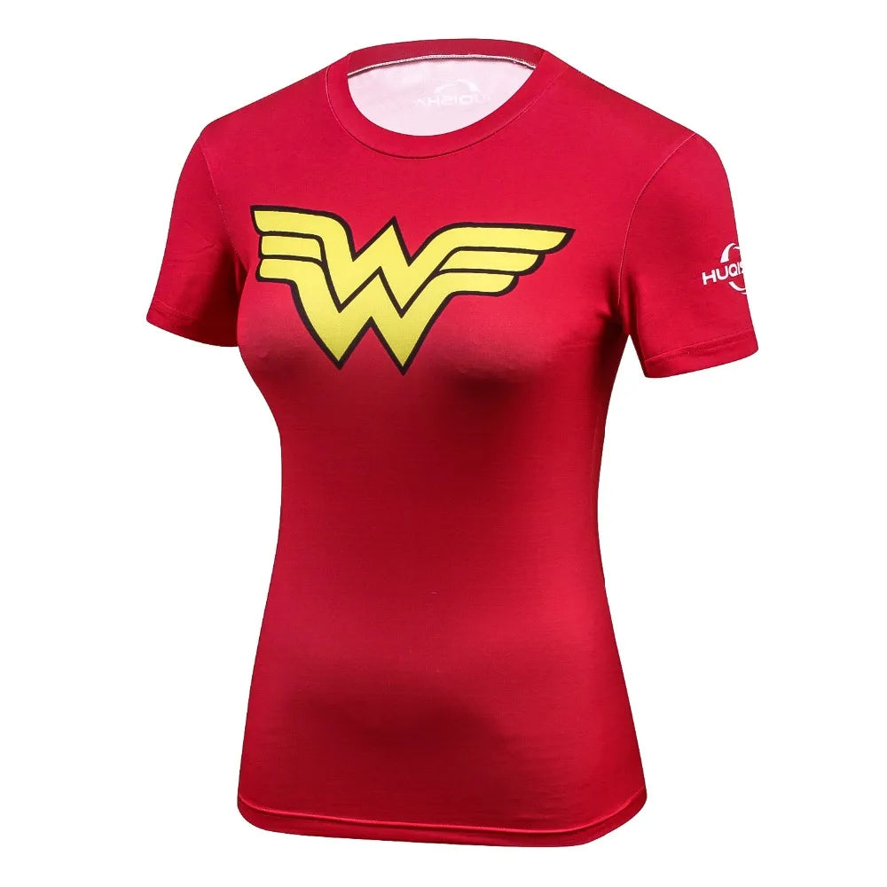 DC Comics 3D Printed T-Shirt: New Arrival, Bodybuilding Brand, Compression Tops for Ladies with Cool Style."