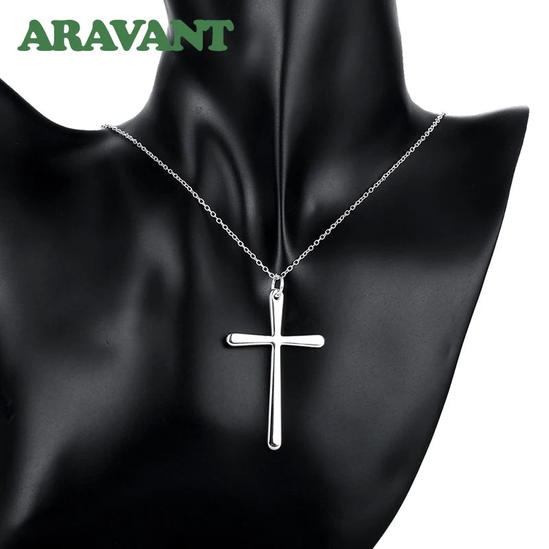 Aravant 925 Silber Kreuz Anhänger Halskette Kette für Frauen Männer Party Schmuck