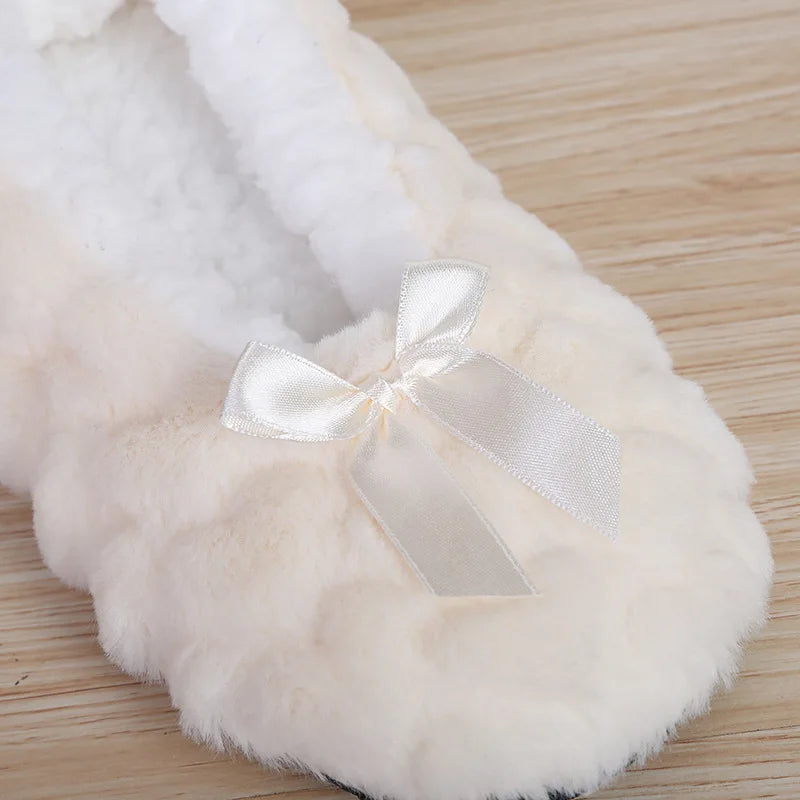 Mntrerm New Cute 2023 Indoor Home Slippers Warm Soft Plush Slippers Non-slip Indoor Fur Slippers Solid Color Cute Women Shoes