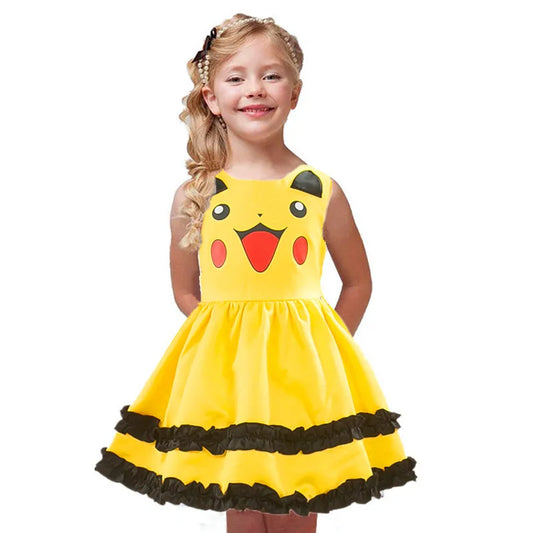 Janpan Anime Cartoon Cosplay Dress for Children Baby Girls Halloween Party Kids Kawaii Cute Clothing Bowknot Ruffles Ball Gown