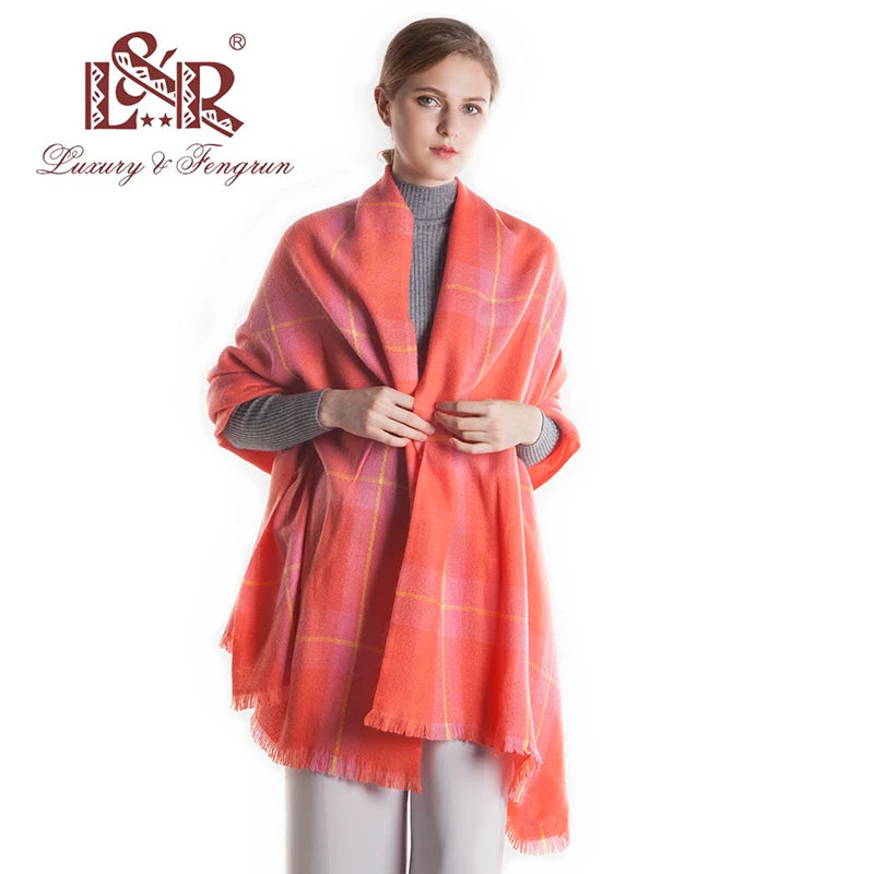 2022 Winter Female Cashmere Scarf Women Plaid Scarf Women Soft Wool Poncho Scarves Foulard Femme Shawl Pashmina Blanket Excharpe