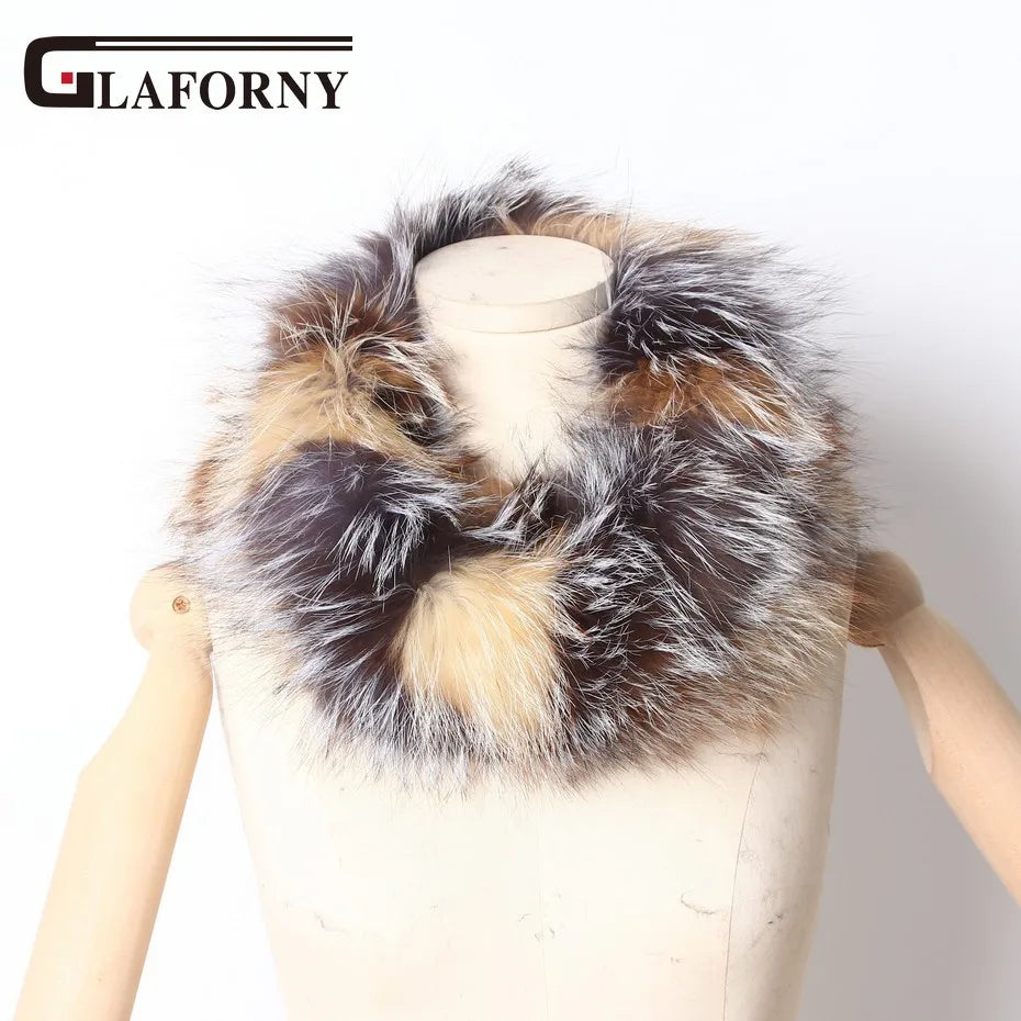 FXFURS 2020 New Women Fox Fur Scarf Snood Colorful Real Fur Wraps Silver Fox Fur Collars Scarves Multicolor Fashion Fur Shawls