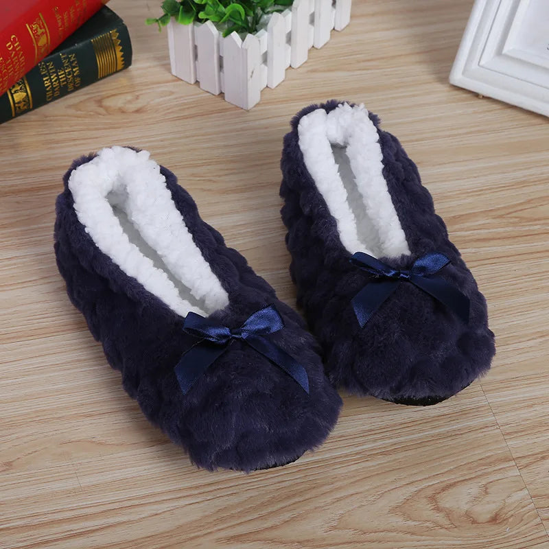 Mntrerm New Cute 2023 Indoor Home Slippers Warm Soft Plush Slippers Non-slip Indoor Fur Slippers Solid Color Cute Women Shoes