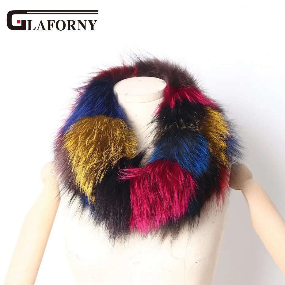 FXFURS 2020 New Women Fox Fur Scarf Snood Colorful Real Fur Wraps Silver Fox Fur Collars Scarves Multicolor Fashion Fur Shawls